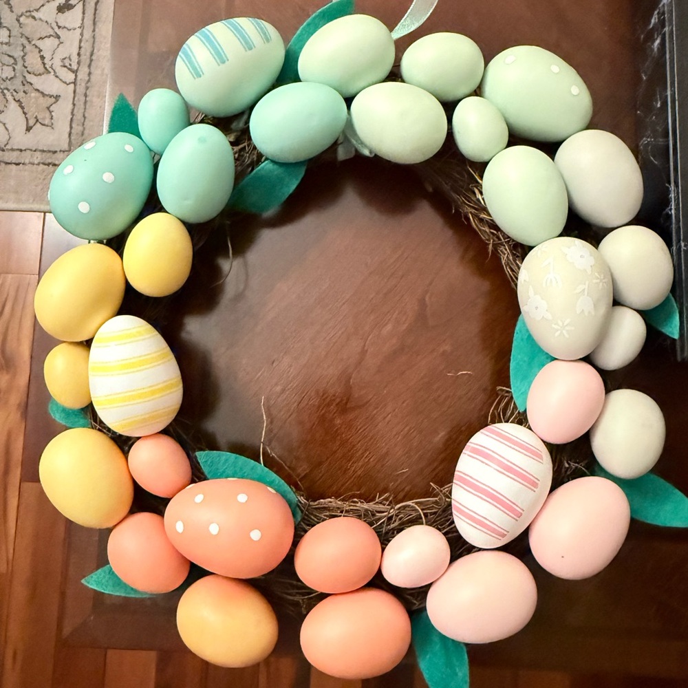 Target Pastel Egg Wreath in Mint Green, Yellow, Peach, Pink, Cream